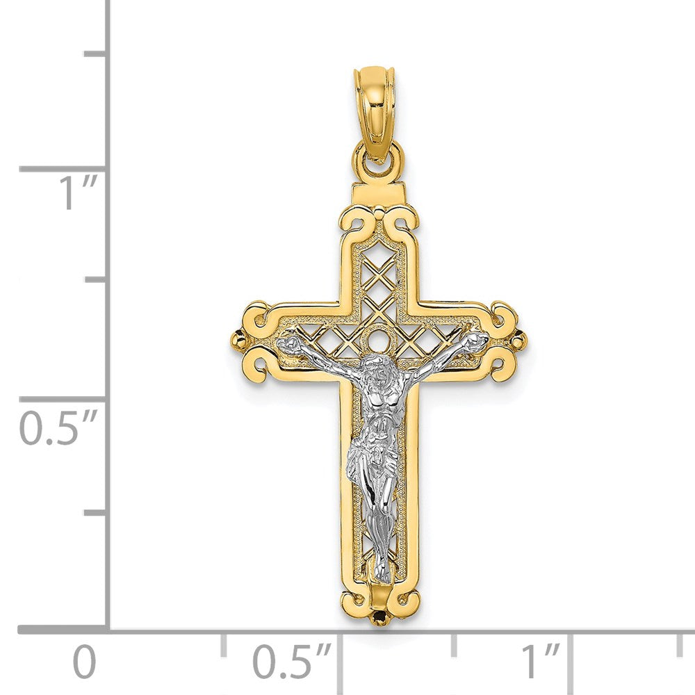 14k Two-tone Fancy Crucifix Charm