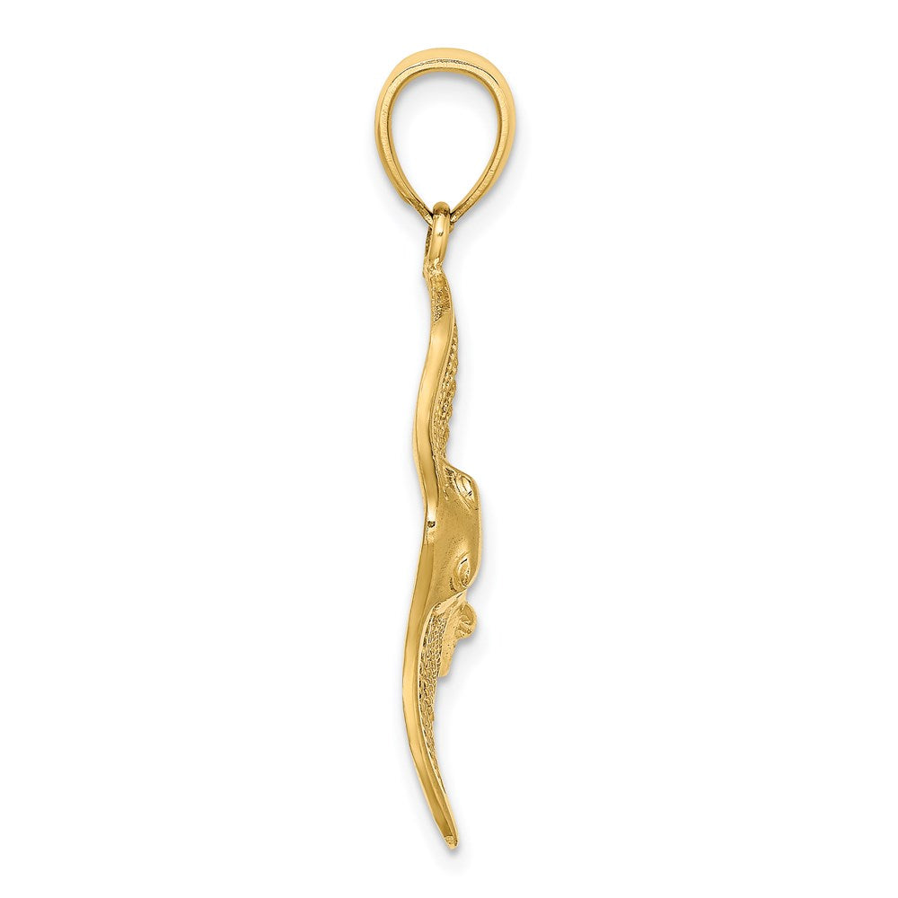 14K Polished and Cut-Out Textured Accent Stingray Charm