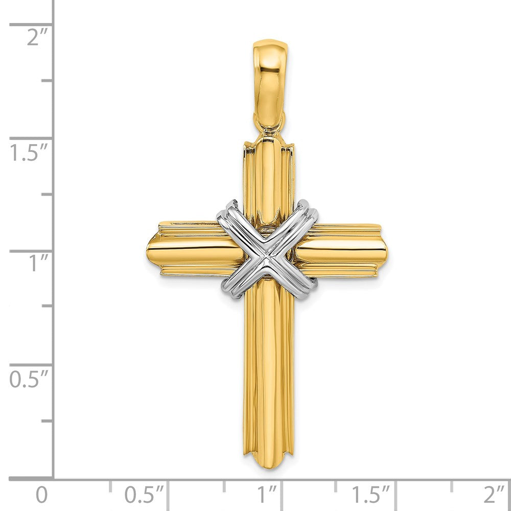 14K Two-tone  X  Center Polished Cross