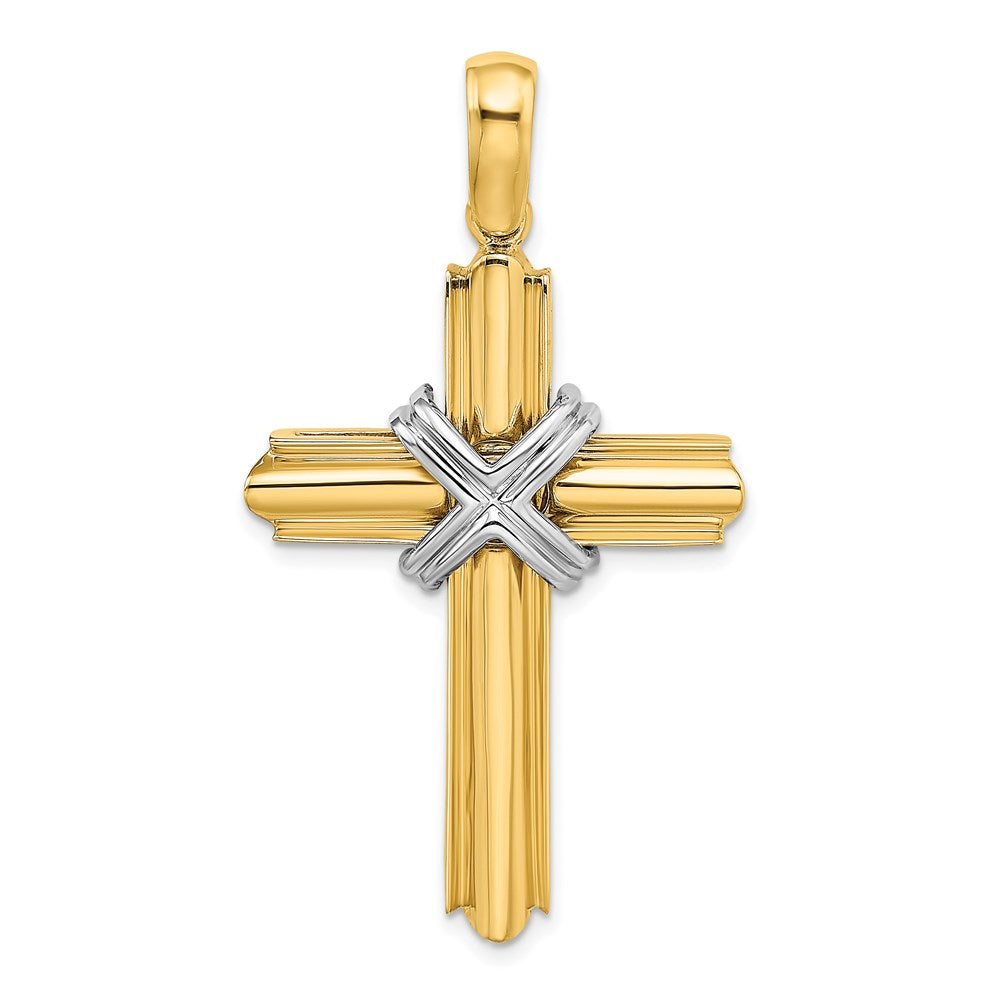 14K Two-tone  X  Center Polished Cross