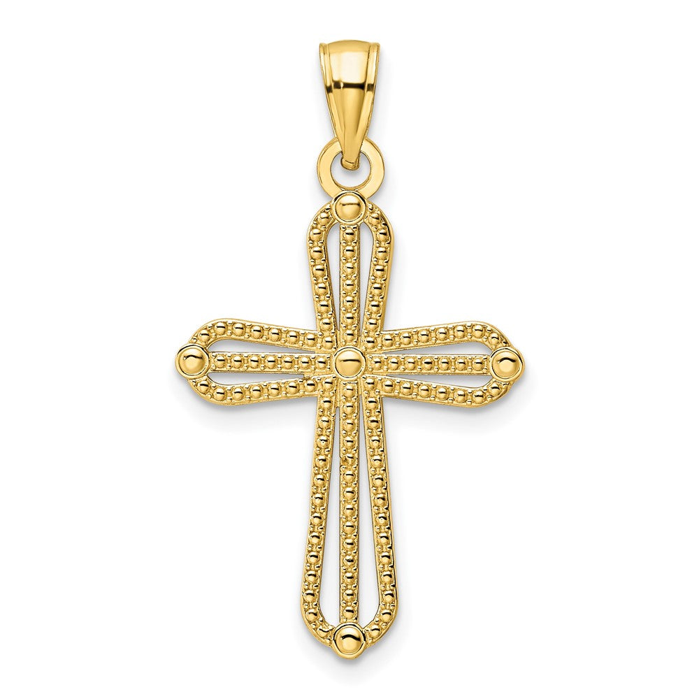 14K Beaded Cross Pendant
