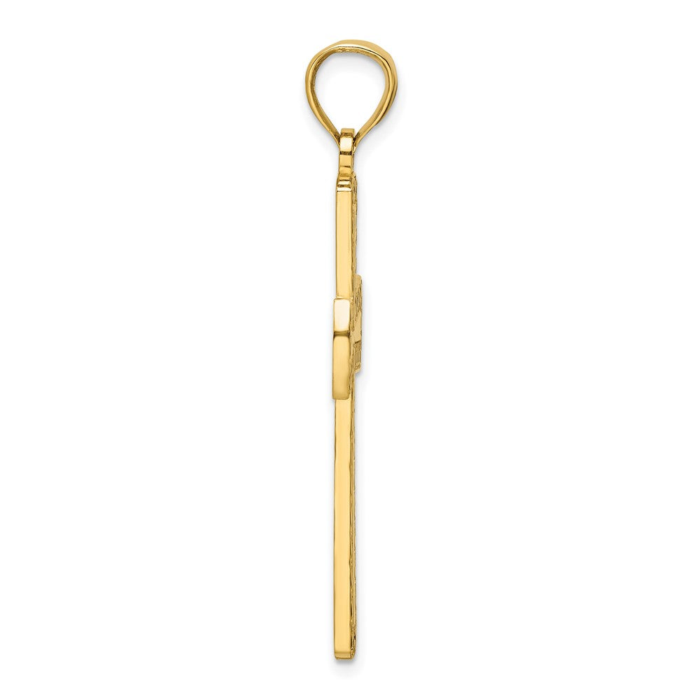 14K Polished Beaded Cross Pendant