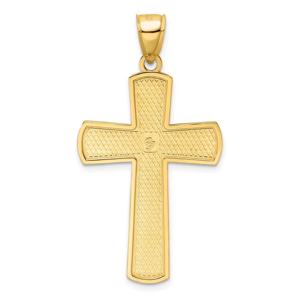 14K Polished Beaded Cross Pendant