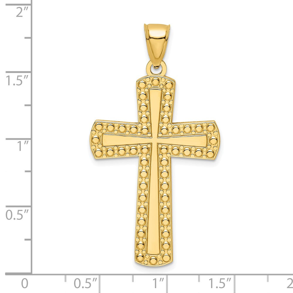 14K Polished Beaded Cross Pendant