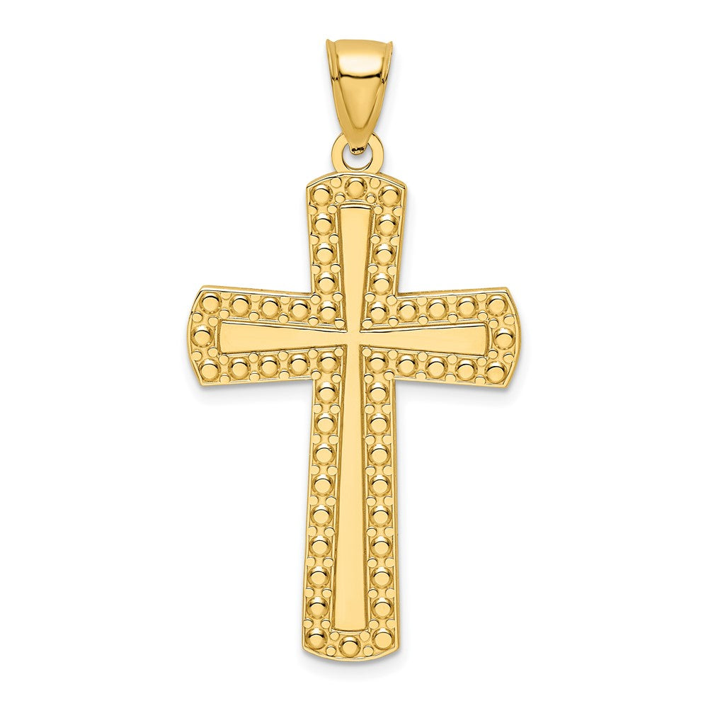 14K Polished Beaded Cross Pendant