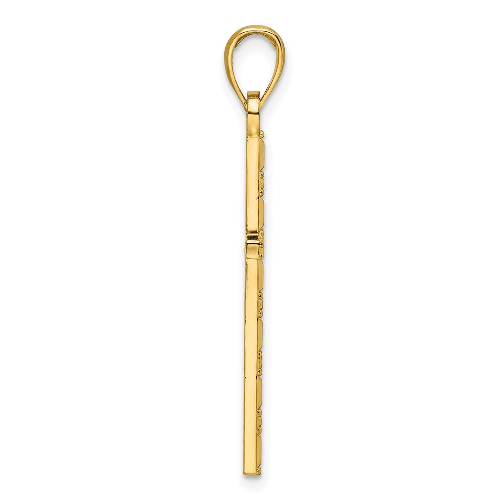 14K Polished Beaded Cross Pendant