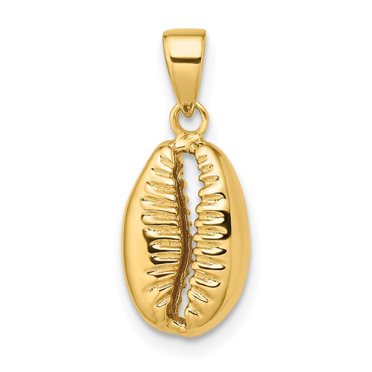 14k Polished 3D Crowrie Shell Pendant