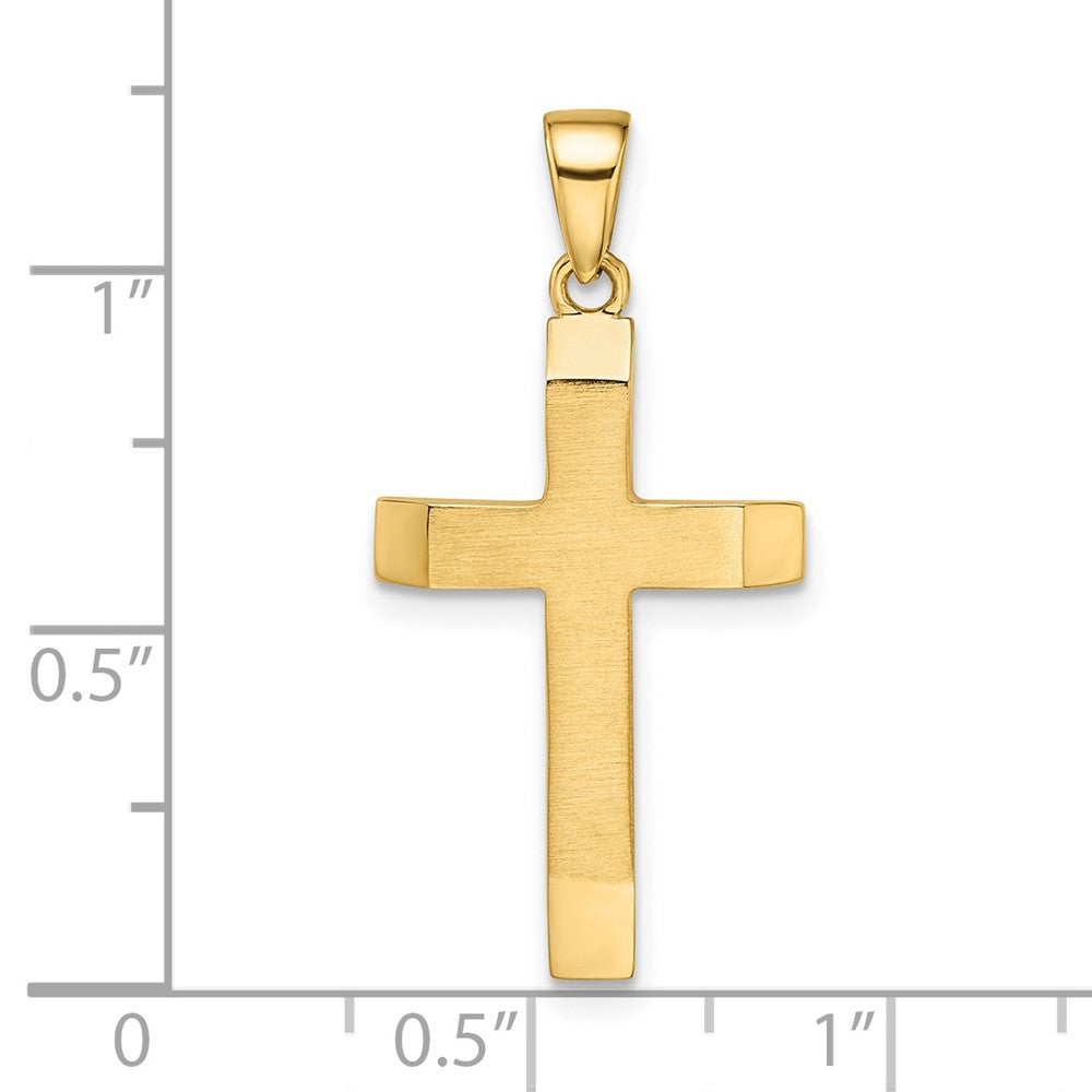 14k Satin/Polished Beveled Medium Latin Cross Pendant