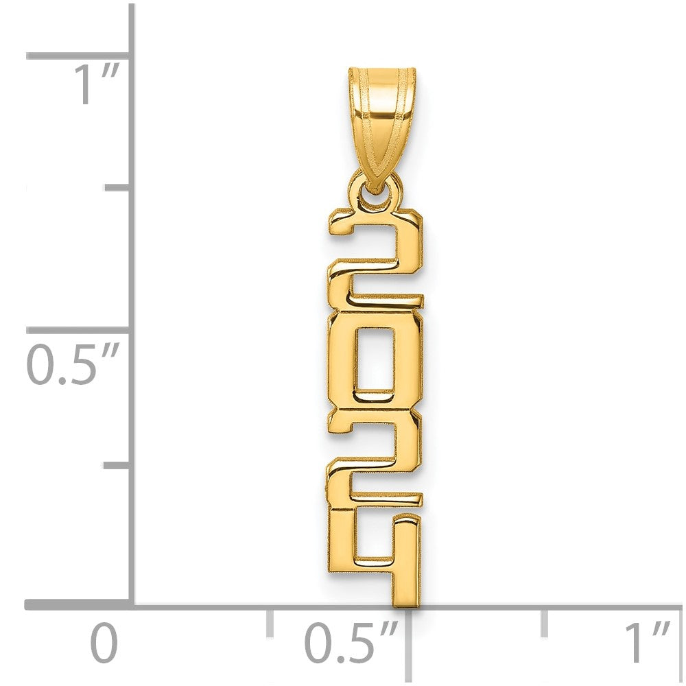 14K Polished Vertical 2024 Graduation Charm