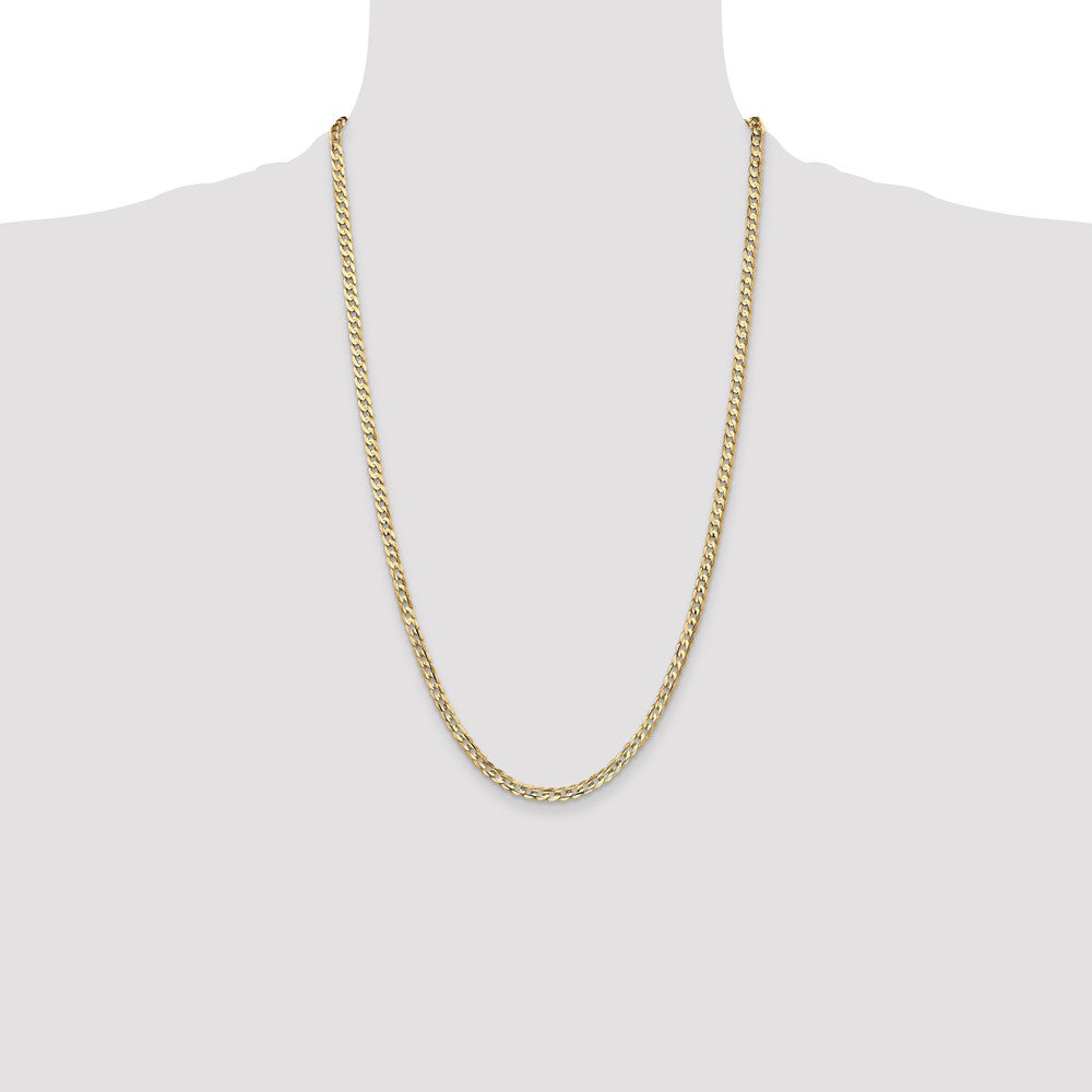 14K 26 inch 3.8mm Open Concave Curb with Lobster Clasp Chain