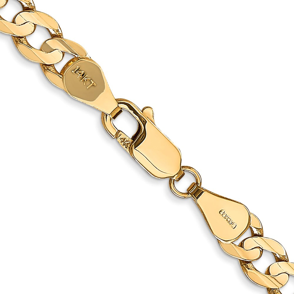 14K 26 inch 5.25mm Open Concave Curb with Lobster Clasp Chain