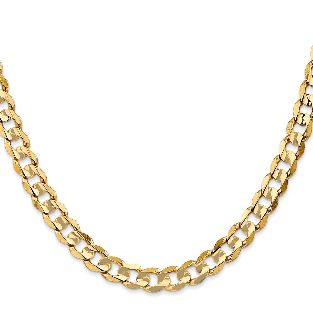 14K 28 inch 6.75mm Open Concave Curb with Lobster Clasp Chain