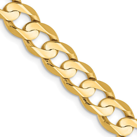 14K 20 inch 6.75mm Open Concave Curb with Lobster Clasp Chain