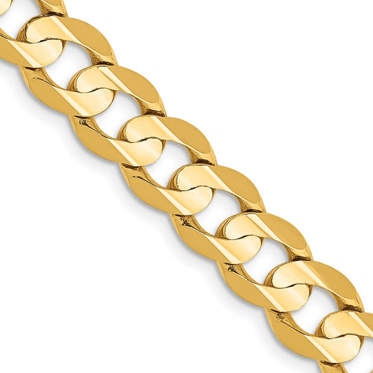 14K 24 inch 7.5mm Open Concave Curb with Lobster Clasp Chain