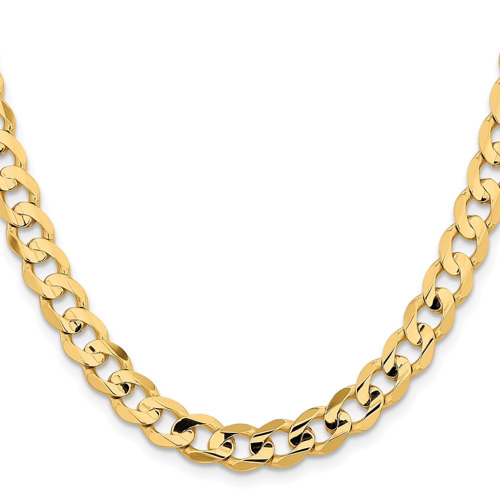 14K 24 inch 8.5mm Open Concave Curb with Lobster Clasp Chain