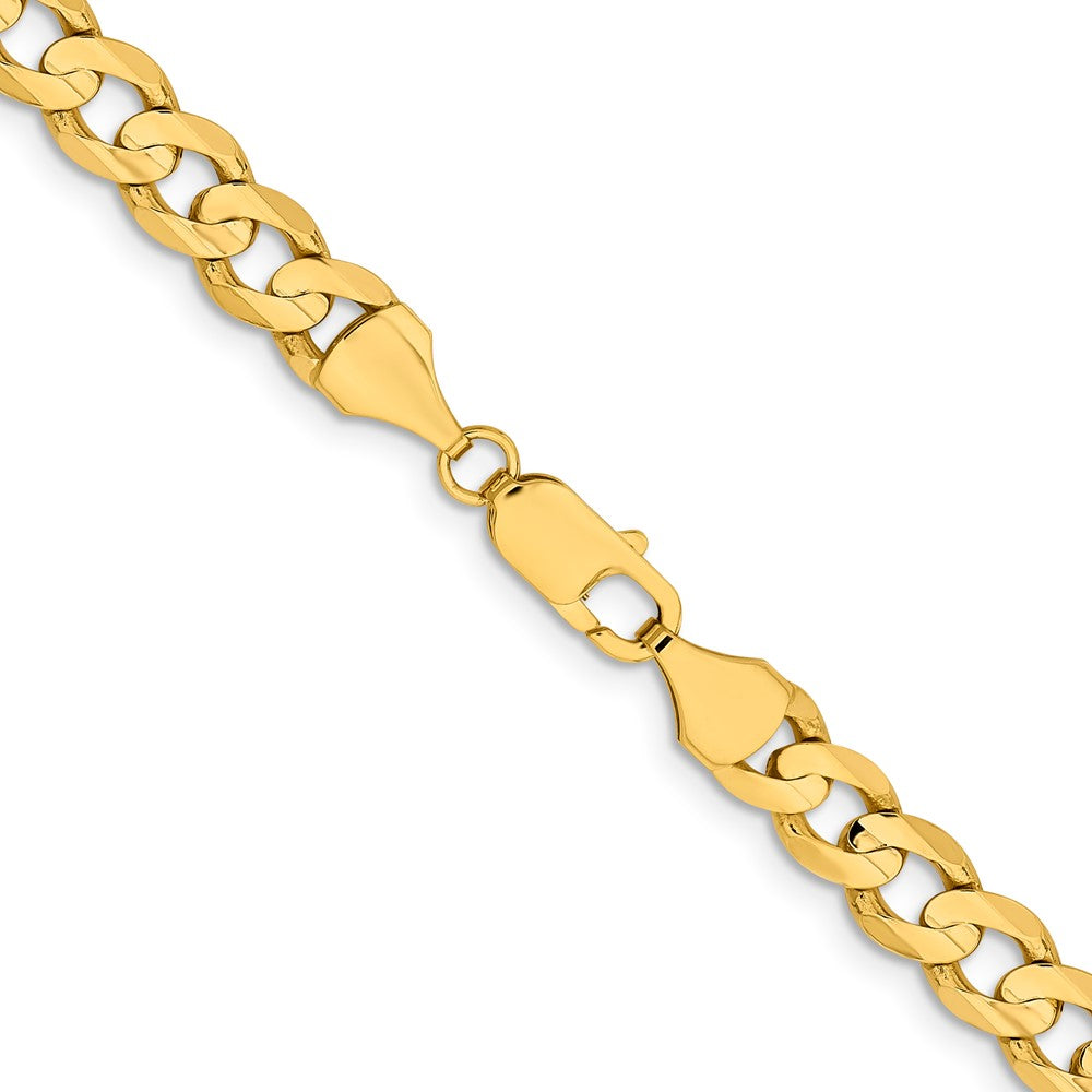 14K 24 inch 8.5mm Open Concave Curb with Lobster Clasp Chain
