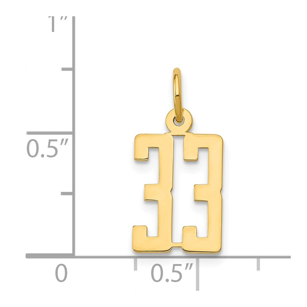 14k Small Elongated Number 33 Charm