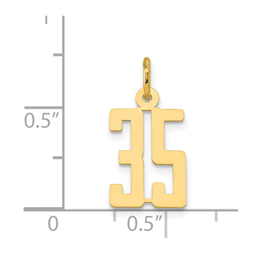 14k Small Elongated Number 35 Charm