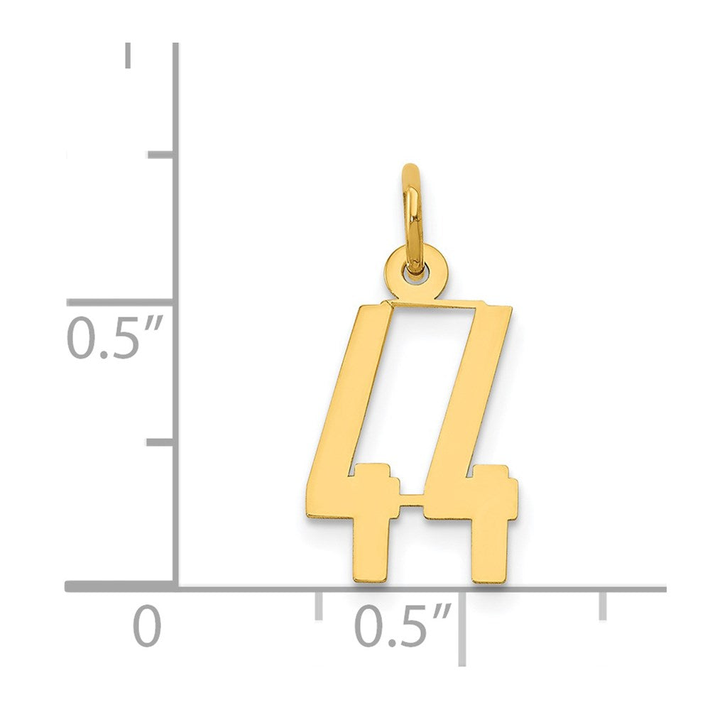 14k Small Elongated Number 44 Charm