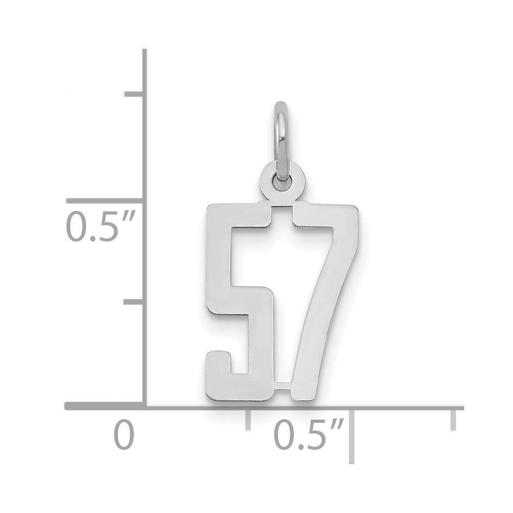 14k White Small Polished Elongated 57 Charm