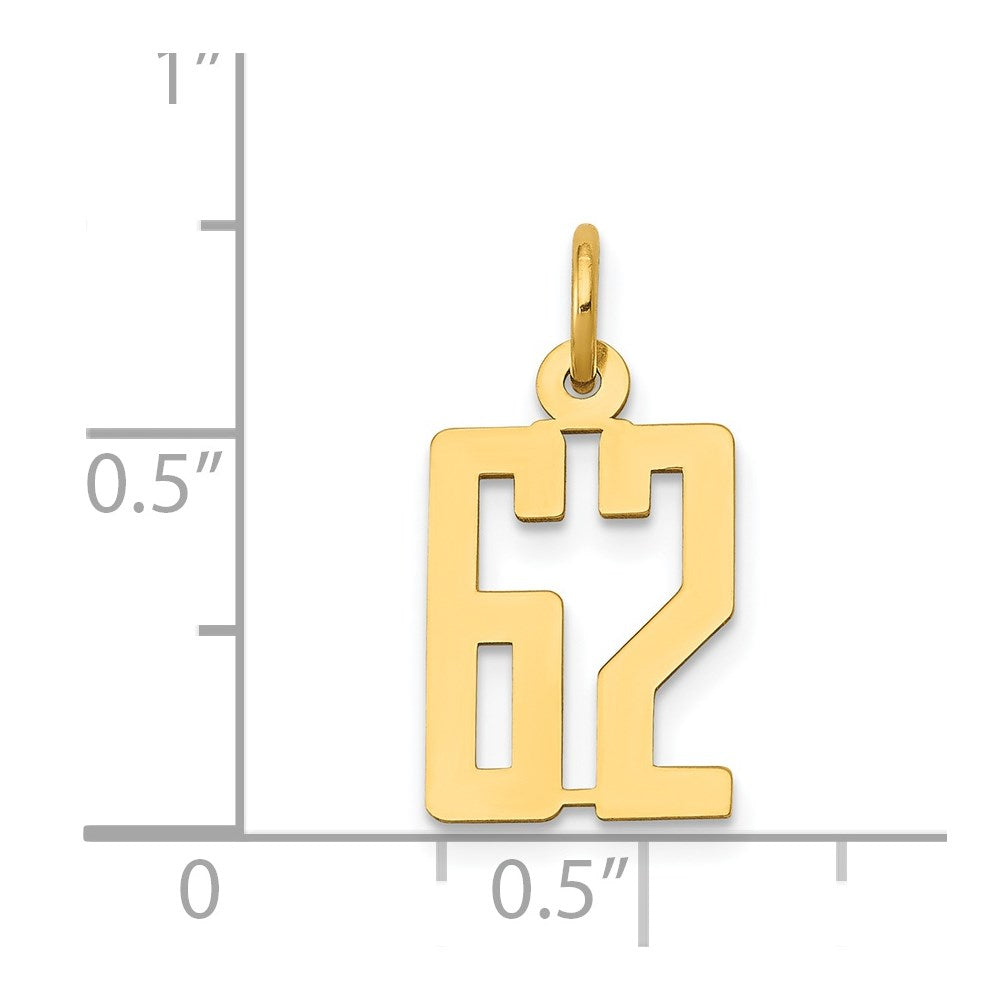14k Small Elongated Number 62 Charm