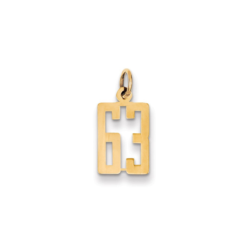 14k Small Elongated Number 63 Charm