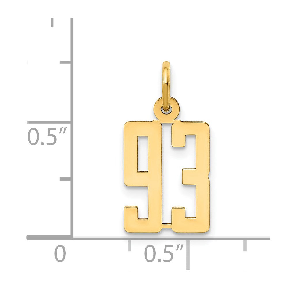 14k Small Elongated Number 93 Charm