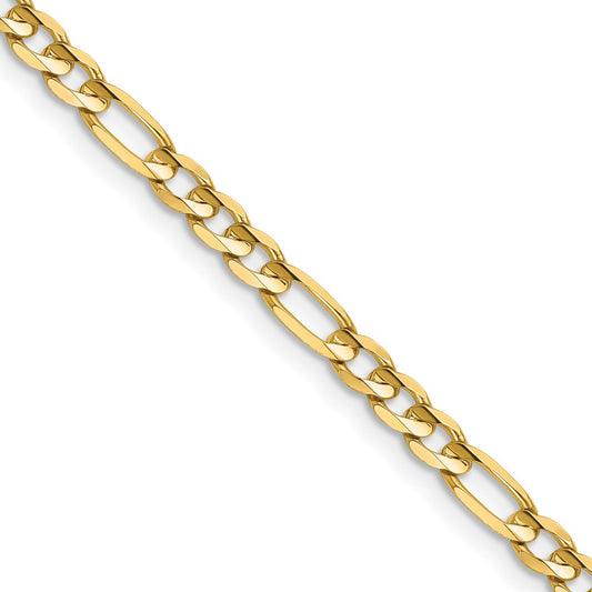14K 24 inch 4mm Concave Open Figaro with Lobster Clasp Chain