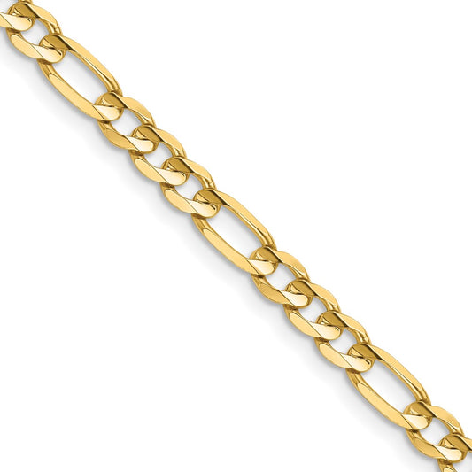 14K 28 inch 4.5mm Concave Open Figaro with Lobster Clasp Chain