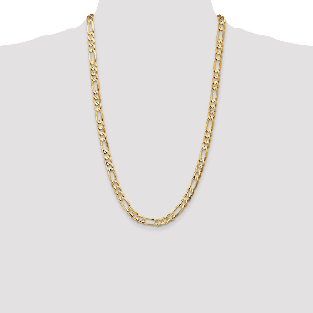 14K 26 inch 6.75mm Concave Open Figaro with Lobster Clasp Chain