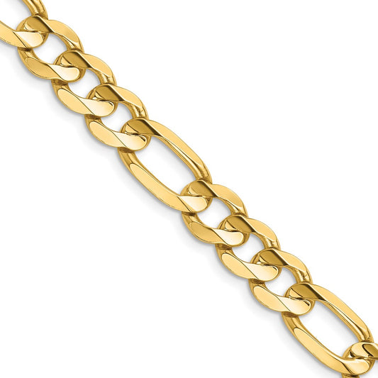 14K 28 inch 8.75mm Concave Open Figaro with Lobster Clasp Chain