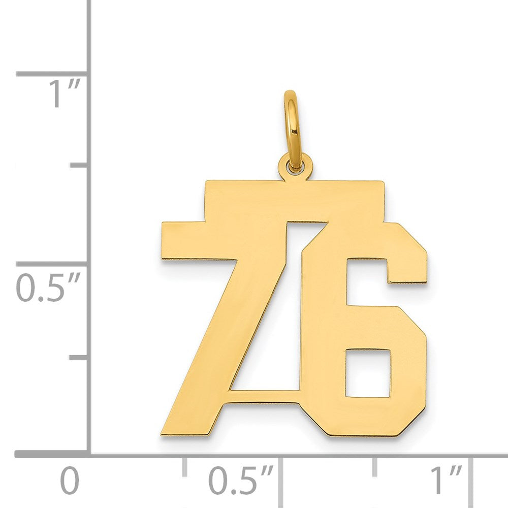 14k Medium Polished Number 76 Charm