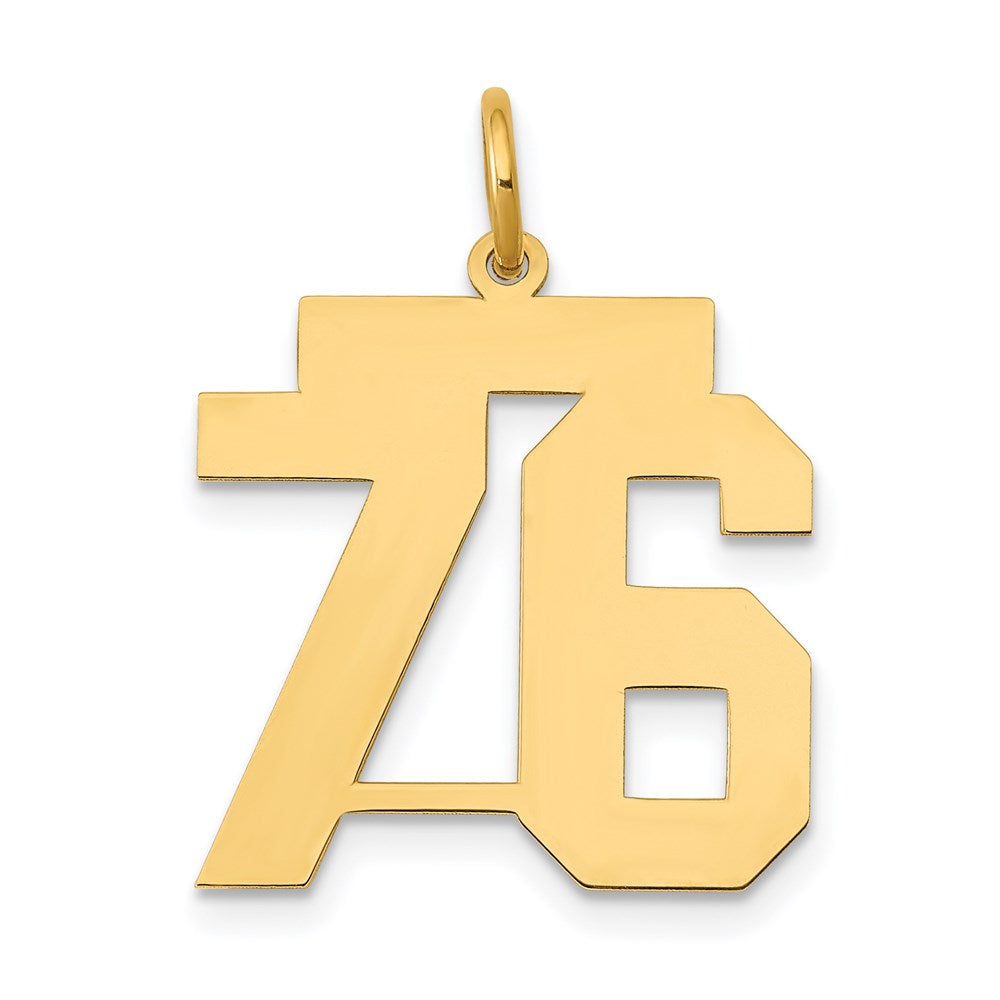 14k Medium Polished Number 76 Charm