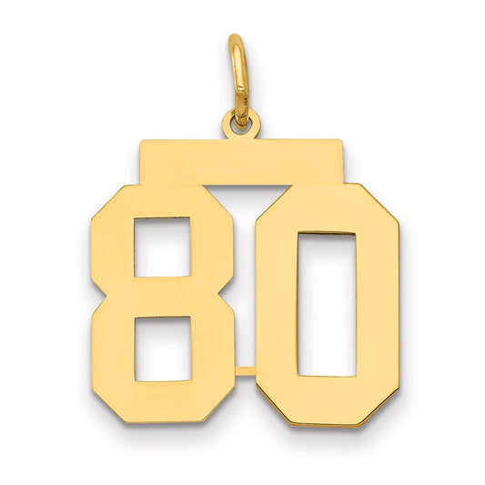 14k Medium Polished Number 80 Charm