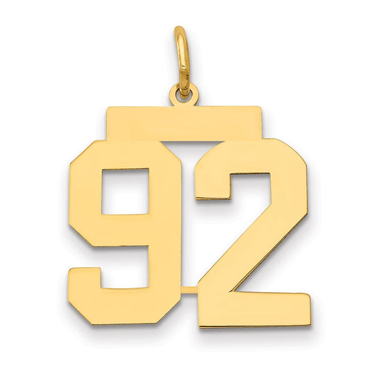 14k Medium Polished Number 92 Charm