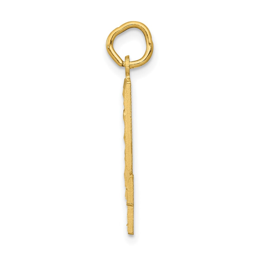14k Large Brushed Diamond-cut Number 4 Charm