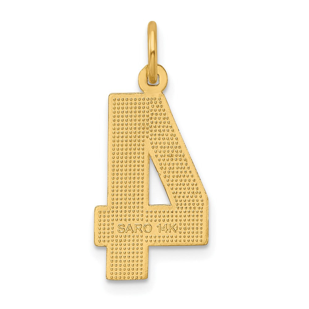 14k Large Brushed Diamond-cut Number 4 Charm