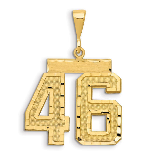 14k Large Brushed Diamond-cut Number 46 Charm