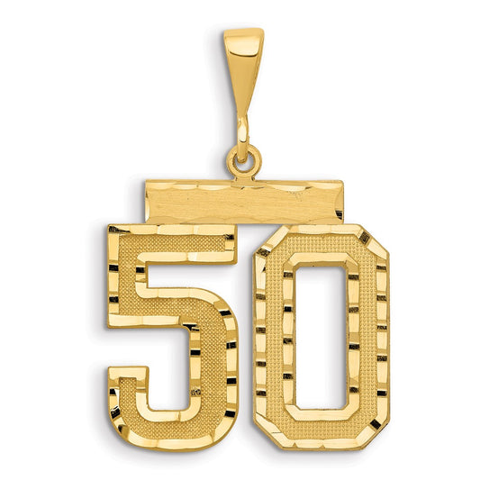 14k Large Brushed Diamond-cut Number 50 Charm