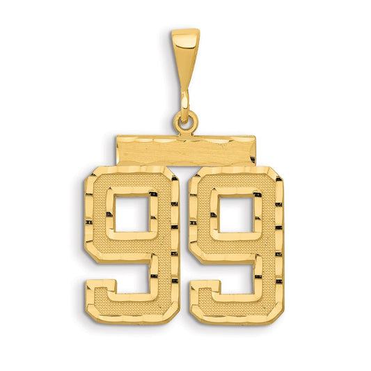 14k Large Brushed Diamond-cut Number 99 Charm