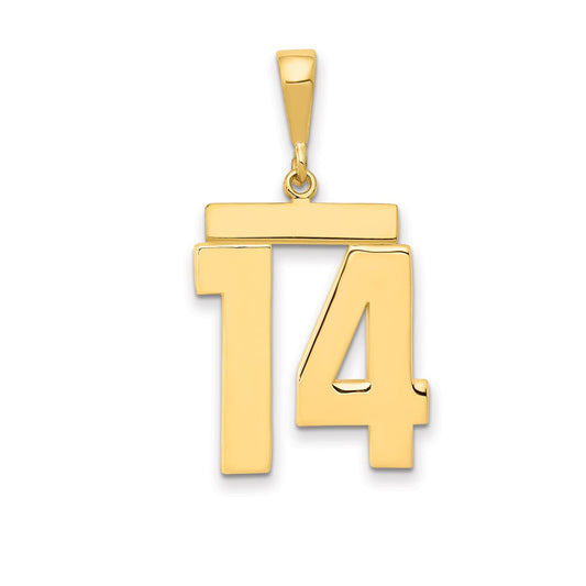 14k Large Polished Number 14 Charm