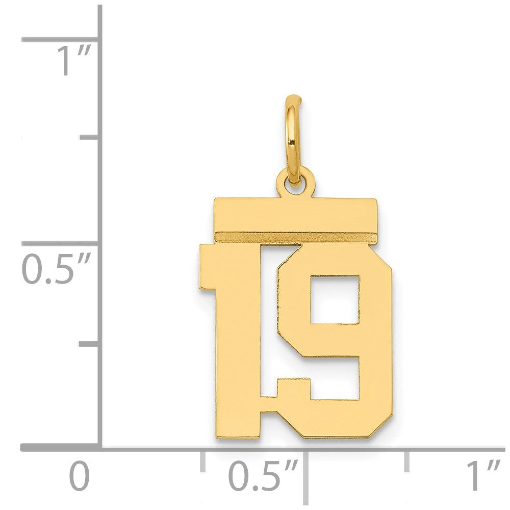 14k Small Polished Number 19 Charm