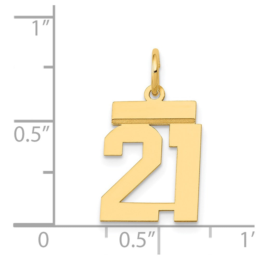 14k Small Polished Number 21 Charm