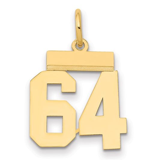 14k Small Polished Number 64 Charm