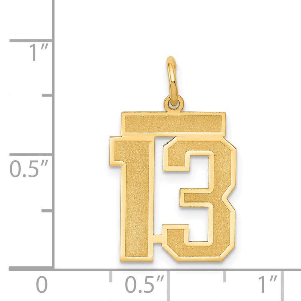 14k Medium Satin Number 13 Charm