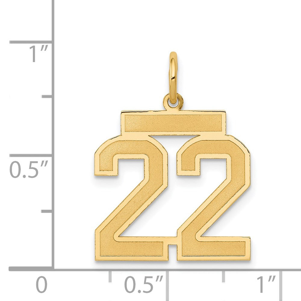 14k Medium Satin Number 22 Charm