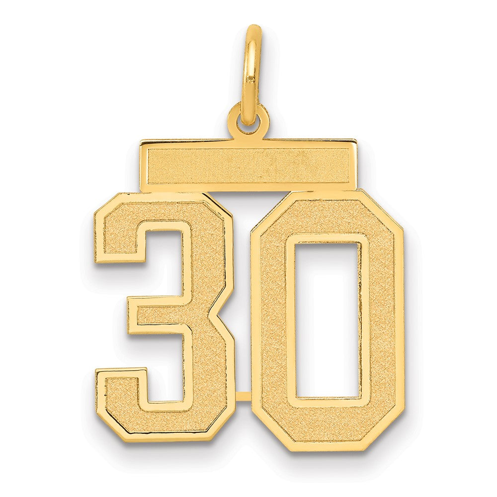 14k Medium Satin Number 30 Charm