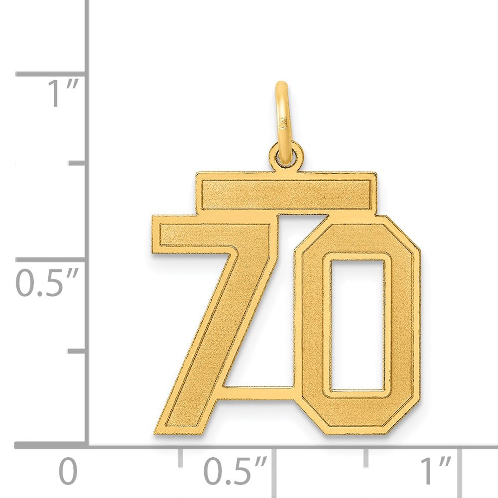 14k Medium Satin Number 70 Charm