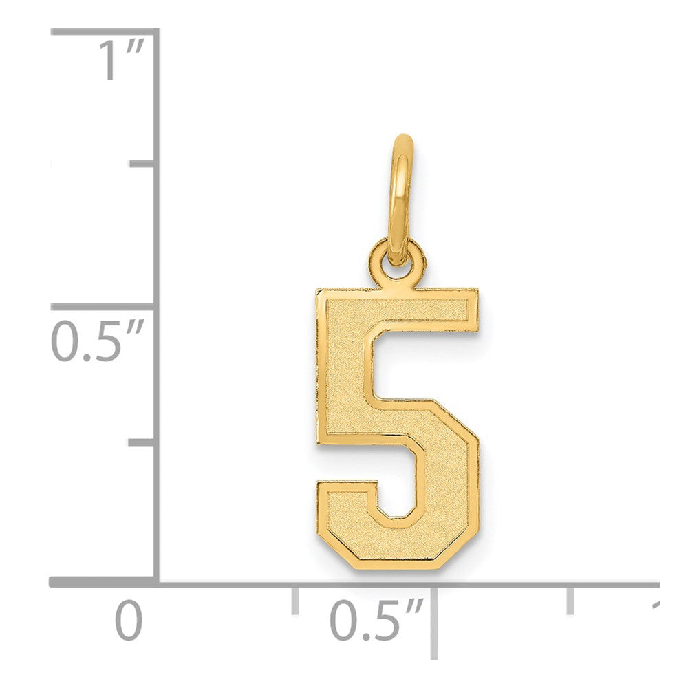 14k Small Satin Number 5 Charm