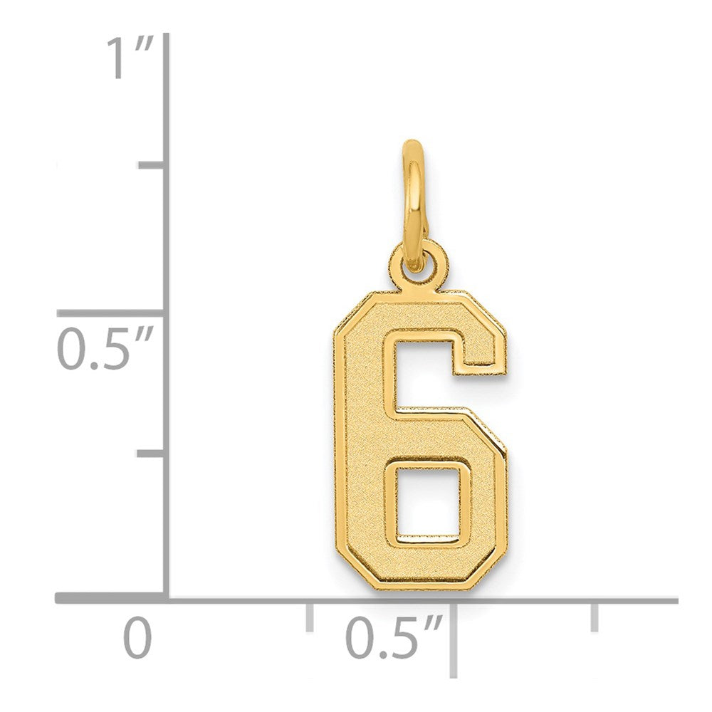 14k Small Satin Number 6 Charm